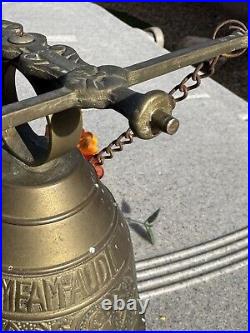 Antique Brass Bell Vocem Meam Audi Qui Me Tangit Dragon Motifs 19th Century