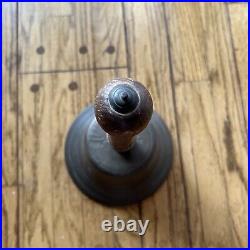 Antique Brass Bell With Wood Handle Heavy Over 5 Pds