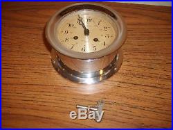 Antique Brass Biscayne Salem Ships Bell Clock 8-Day Jeweled German Mint withKey