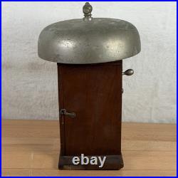 Antique Brass Boxing Fire House Alarm Timer Servant Manual Mechanical Bell