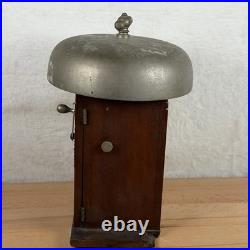 Antique Brass Boxing Fire House Alarm Timer Servant Manual Mechanical Bell