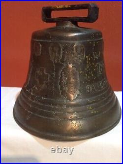 Antique Brass Bronze Bell 1878 SaGnelegier Chiantel Fondeur Swiss 6 Dia
