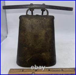 Antique Brass Bronze Handforged Cow Bell Handmade 4.5 With Wood Mount