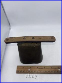 Antique Brass Bronze Handforged Cow Bell Handmade 4.5 With Wood Mount