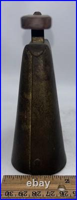 Antique Brass Bronze Handforged Cow Bell Handmade 4.5 With Wood Mount
