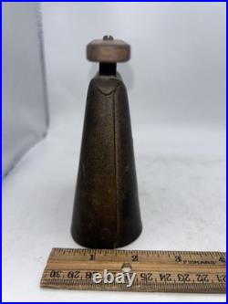 Antique Brass Bronze Handforged Cow Bell Handmade 4.5 With Wood Mount