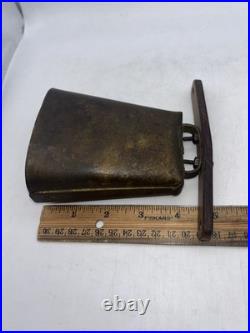 Antique Brass Bronze Handforged Cow Bell Handmade 4.5 With Wood Mount