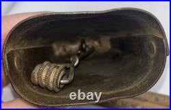 Antique Brass Bronze Handforged Cow Bell Handmade 4.5 With Wood Mount