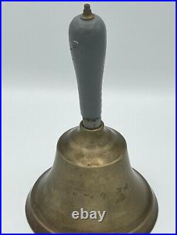 Antique Brass Captain's Ship Hand Bell Maritime Nautical 10, CAST IRON CLAPPER