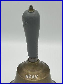 Antique Brass Captain's Ship Hand Bell Maritime Nautical 10, CAST IRON CLAPPER