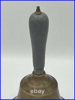 Antique Brass Captain's Ship Hand Bell Maritime Nautical 10, CAST IRON CLAPPER