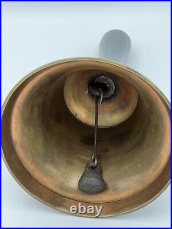 Antique Brass Captain's Ship Hand Bell Maritime Nautical 10, CAST IRON CLAPPER