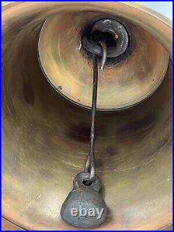 Antique Brass Captain's Ship Hand Bell Maritime Nautical 10, CAST IRON CLAPPER