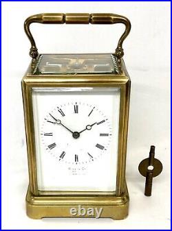 Antique Brass Carriage Clock STRIKING ON BELL HALL & CO KING STREET MANCHESTER