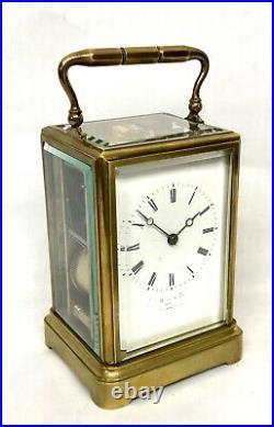 Antique Brass Carriage Clock STRIKING ON BELL HALL & CO KING STREET MANCHESTER