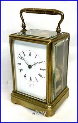 Antique Brass Carriage Clock STRIKING ON BELL HALL & CO KING STREET MANCHESTER