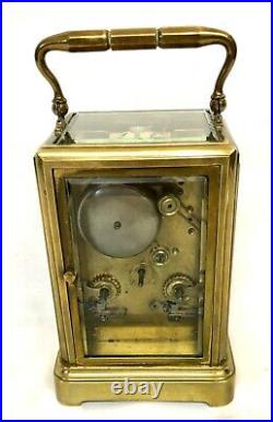 Antique Brass Carriage Clock STRIKING ON BELL HALL & CO KING STREET MANCHESTER