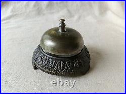 Antique Brass & Cast Iron Hotel Service Desk Courtesy Bell Service Bell