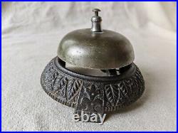 Antique Brass & Cast Iron Hotel Service Desk Courtesy Bell Service Bell