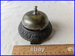 Antique Brass & Cast Iron Hotel Service Desk Courtesy Bell Service Bell