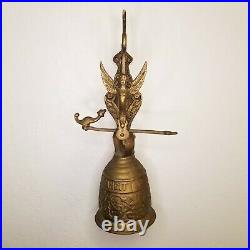 Antique Brass Catholic Church Bell Latin Vocem-Meam-Audit Monastery Angel Cherub