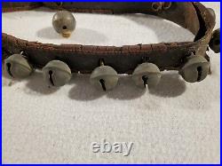 Antique Brass Christmas Jingle Sleigh Bells Leather Strap 20 1 Bells + Bonus