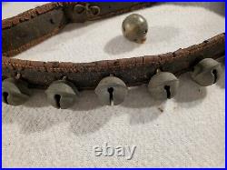 Antique Brass Christmas Jingle Sleigh Bells Leather Strap 20 1 Bells + Bonus