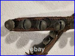 Antique Brass Christmas Jingle Sleigh Bells Leather Strap 20 1 Bells + Bonus