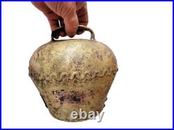 Antique Brass Cowbell Swiss Very Large Cow Bell Hand Forged