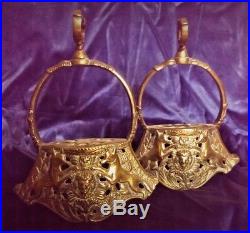 Antique Brass Estribos de Campaña Bell Stirrups South America 19th Century