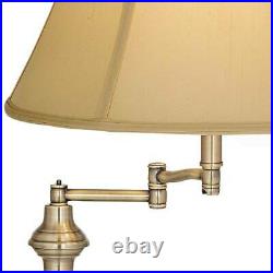Antique Brass Floor Lamp Swing Arm Bell Lamp Shade For Living Room Reading