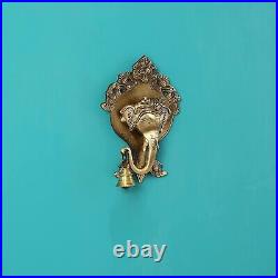 Antique Brass Ganesha Face Wall Hanging Bell Pack of 1 (Height 7 inch)