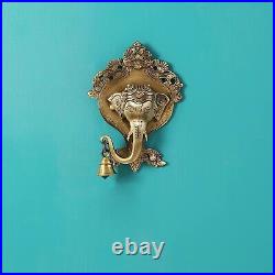 Antique Brass Ganesha Face Wall Hanging Bell Pack of 1 (Height 7 inch)