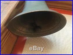 Antique Brass Hand Bell With Wooden Handle-Large Old Teachers Bell 8 1/2 Tall