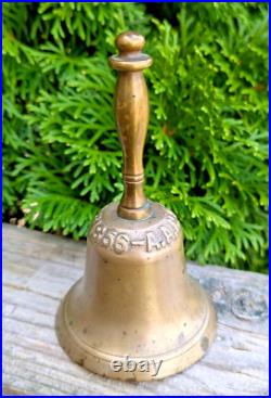 Antique Brass Handbell School Bell Ann Arbor High School 1856 1904 Burned Down