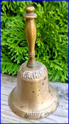 Antique Brass Handbell School Bell Ann Arbor High School 1856 1904 Burned Down