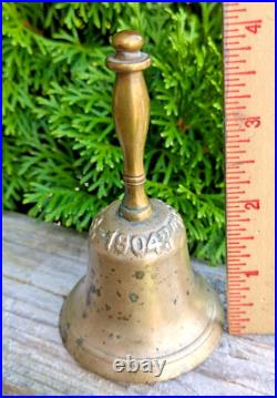 Antique Brass Handbell School Bell Ann Arbor High School 1856 1904 Burned Down