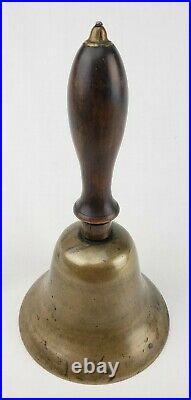 Antique Brass Handheld Teacher Desk Country School House Town Crier Ringing Bell