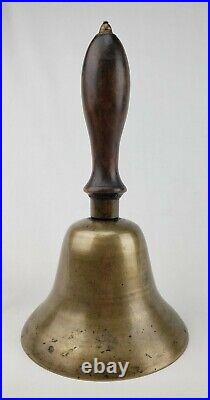 Antique Brass Handheld Teacher Desk Country School House Town Crier Ringing Bell