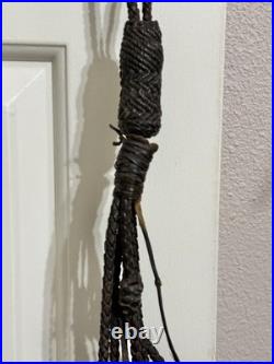 Antique Brass Horse Harness Bells Braided Leather Strap 1800's Primitive Sleigh