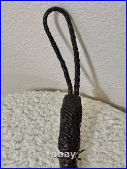 Antique Brass Horse Harness Bells Braided Leather Strap 1800's Primitive Sleigh
