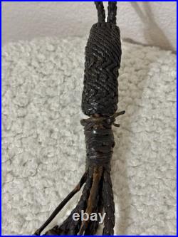 Antique Brass Horse Harness Bells Braided Leather Strap 1800's Primitive Sleigh