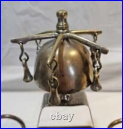 Antique Brass Horse Horse Sleigh Bell Chimes Mounted Display Christmas