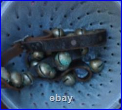 Antique Brass Horse Sleigh Bells 35 bells leather str