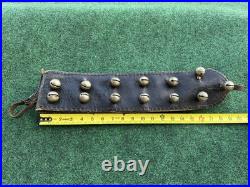 Antique Brass Horse Sleigh Bells Leather Strap