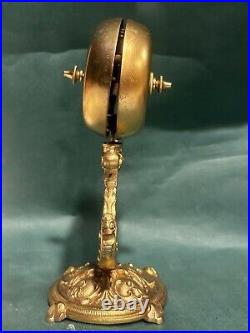 Antique Brass Hotel Bell Hop Ornate Base Counter Servant Harp Cherub Victorian