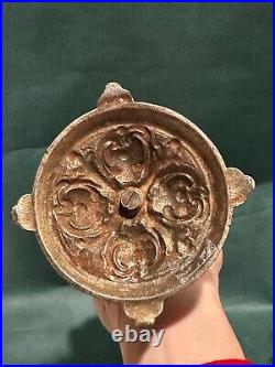 Antique Brass Hotel Bell Hop Ornate Base Counter Servant Harp Cherub Victorian