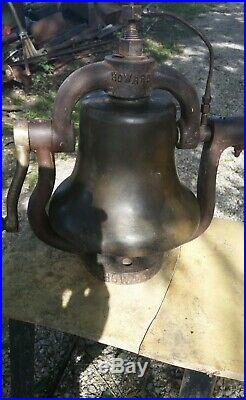 Antique Brass Howard Train Locomotive Bell And Cast Iron Cradle RR Collectible