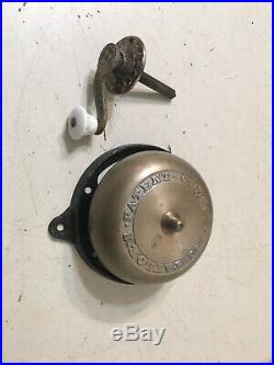 Antique Brass & Iron Door Bell Taylor's Patent Oct. 23, 1860 Civil War Era