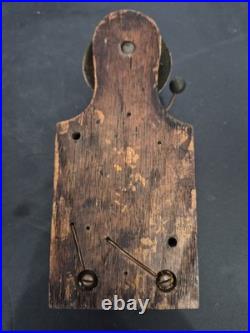 Antique Brass Mechanical Doorbell with Oak Wood Base Servant Call Bell
